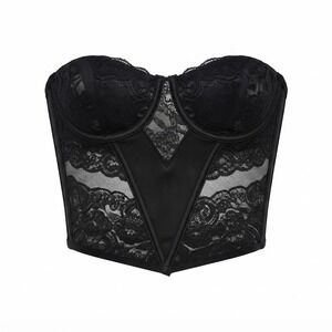 Christian Dior Intimates Vintage Black Lace Corset Bustier Top 34C USA - WD